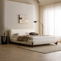 Lit Double Zayshine Style Rétro Français Crème Blanc Sherpa, Grande Taille 1,5/1,8 Mètre, pour Chambre Principale de Villa ou Appartement