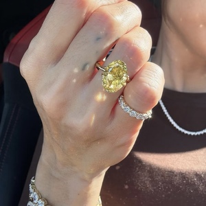 ANSTER personalizado 18K oro sólido corte ovalado Color 3ct 6ct 8ct IGI Lab Grown Diamond <span class=keywords><strong>Ring</strong></span> VVS2 Lab diamante anillo de compromiso Mujer - Product Image 1