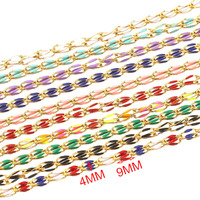 Chaîne ronde en acier inoxydable plaqué or 18 carats PVD avec émail coloré, résistante à la décoloration, accessoire de bijouterie