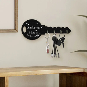 Nuovo Arrivo Appendi Chiavi Retrò Rimovibile, Stile <span class=keywords><strong>Moderno</strong></span> Minimalista Rustico Bohemien, Portachiavi Multifunzionale in Bosso 12x29.5cm per - Product Image 1