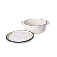 Casserole en fonte multicolore, émail blanc laiteux, casserole en fonte, cocotte avec couvercle