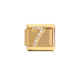 Italian Gold Tone DIY Number Charm Bracelet Set Crystal Rhinestone Modular Unisex Fashion Jewelry Gift - Product Image 5