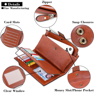 Vintage Long Women's <b>Wallet</b> PU Leather Multi <b>Card</b> Clutch Purse Zipper Coin Holder for Daily Use - Product Image 4