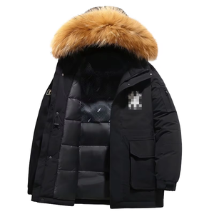 Parka longue sur mesure pour homme, de haute qualité, en cuir véritable, fermeture éclair, imperméable, en toile, style décontracté canadien, col à capuche, hiver - Product Image 2