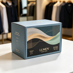 Boîte à chemises <span class=keywords><strong>en</strong></span> carton ondulé imprimé numérique à motif quadrillé bleu marine personnalisée de qualité supérieure pour vêtements, emballage recyclable et imperméable - Product Image 3
