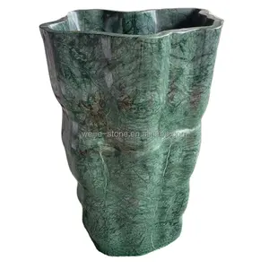 Various Specifications Modern Luxury Natural Green Marble Stone Free Standing Bathroom Pedestal Sink