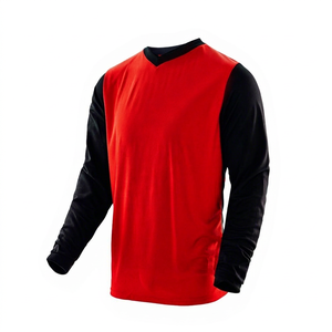 Jersey de Motocross Rojo de Manga Larga para Hombre, Camiseta de Carreras Transpirable con Bloques de Color, Ropa de Motociclismo de Manga Larga - Product Image 1