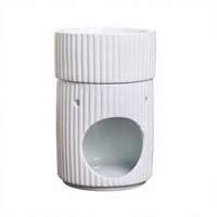 Diffuseur d'arômes élégant en céramique à rayures Warmself, porte-bougie chauffe-plat, parfum longue durée pour la maison, le bureau et la décoration intérieure