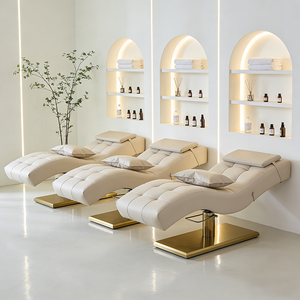 Mesa de Masaje de Salón de Lujo con Base Rectangular Ajustable de PU Dorado, Diseño Moderno para Hotel y Uso en Exteriores - Product Image 2