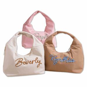 Bolso Bandolera de Pana Bordado Personalizado, Bolso Tote con Nombre para Mujer, Bolso de Mano de Gran Capacidad para Compras/Dias de Trabajo - Product Image 1