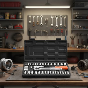 Juego de Herramientas para Reparación de Automóviles de 39 Piezas, Llave de Trinquete con Dados de 3/8 y 1/4 Pulgadas, Tamaños SAE y Métricos, Accesorios, Estuche de Almacenamiento, Acero Aleado CR-V - Product Image 2