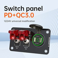 Panneau d'interrupteurs à bascule double 12/24V pour voiture, bateau, marine, avec 4 ports USB, station de charge rapide intelligente, prise de courant CC 36W 30W