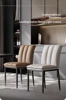 Chaise de salle à manger italienne de luxe léger, style nordique moderne, avec revêtement en cuir et structure métallique pour la maison et la restauration