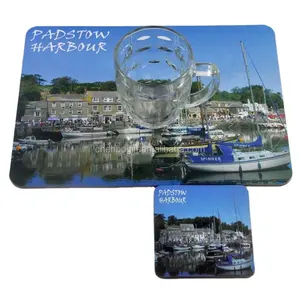 Advertising item good quality waterproof wooden placemats and coasters, cork backed coaster and table mat