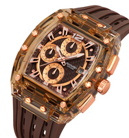Montre à quartz pour homme, étanche, boîtier carré en silicone, cadran élégant, affichage sportif, montre-bracelet tendance, chronomètre, Skmei 2606
