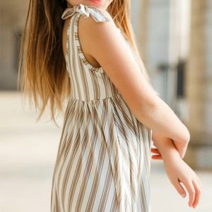 New Style Beach <b>Dress</b> Hawaiian Striped <b>Dress</b> OEM Customized Linen Blended Cotton Children's Ankle Length <b>Dress</b> - Product Image 5