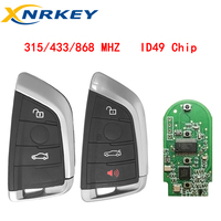Clé de voiture télécommandée XNRKEY 3/4 boutons, puce ID49, 315/434/868 MHz, pour BMW Série F CAS 1 3 5 6 7 320 325 330 520 525, noire
