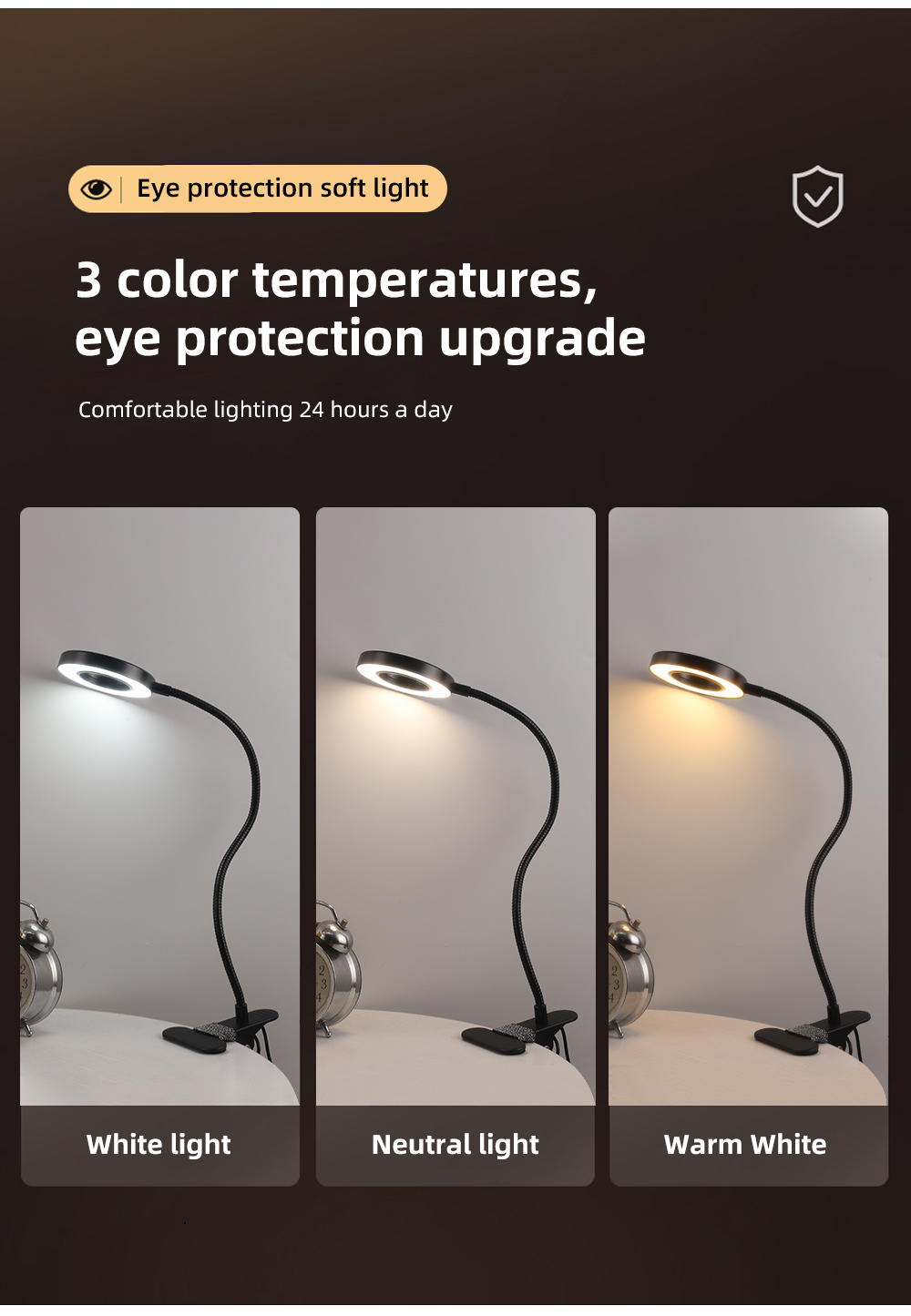 360 Degree Adjustable Usb Desk Lamp Eye-caring Led Reading Light With Clamp
