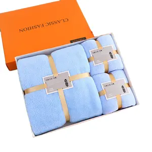 Coral velvet towel Bath 3 pieces towel gift set