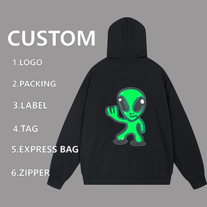 Tùy Chỉnh Glow-in-The-Dark Áo Với Thêu Cho <span class=keywords><strong>Smiley</strong></span> Mặt Nặng Thời Trang Đường Phố Unisex Quá Khổ Áo - Product Image 3