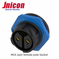 Jnicon IP67 connecteur étanche solaire M25 2Pin 50A prise ca en plastique Contacts en alliage de cuivre prise connecteur d'équipement d'alimentation Ebike