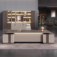 Bureau Patron de Luxe de Haute Qualité avec Design Simple et Moderne Grand Mobilier de Bureau du Président avec Armoires Latérales Modulaire pour Usage Domestique