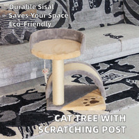 Arbre à chat avec griffoir intégré, structure compacte, résistant à l'usure, en sisal et bois écologique, 2 niveaux, 40 cm