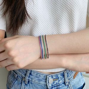 Dylam Trendy Rhodium Plated CZ Classic Women Jewelry S925 Sterling Silver Multicolor Tennis <b>Bracelet</b> - Product Image 2