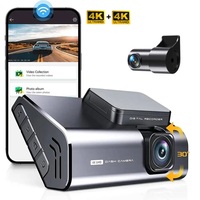 Caméra de tableau de bord de sécurité avec écran de 3 pouces, résolution 4K+4K, Wifi 5G, technologie de correction WDR, 2 canaux avant et arrière