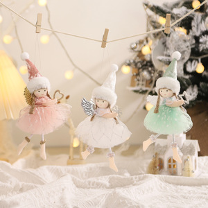 DAMAI Soft Fabric Winged Angel Girl Hanging Ornament 3 Color Tulle Skirt Fairy Doll Pendant for Christmas Tree <b>Decor</b> - Product Image 1