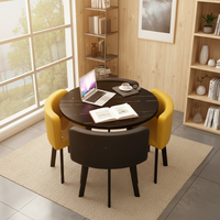 Table basse carrée en bois minimaliste moderne avec 4 chaises, mobilier de luxe léger pour petits appartements, usage hôtelier et fermier