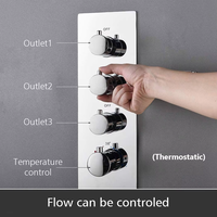 Robinet de douche thermostatique à 3 sorties en laiton massif avec finition chromée, distributeur d'eau chaud/froid facile à installer pour salle de bain