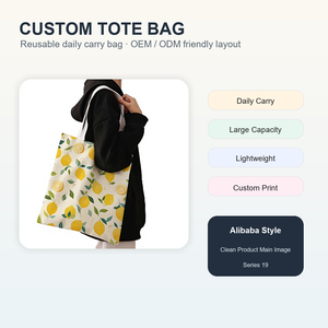 Hand-painted <strong>Fruit</strong> Lemon Canvas <strong>Tote</strong> Bag Fresh Shoulder Bag Summer Shopping Bag - Product Image 2