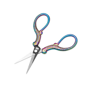 Vintage Embroidery Scissors Stainless Steel Colored <b>Titanium</b> Blue Gold Straight Head Home Use Tailor Scissors - Product Image 2