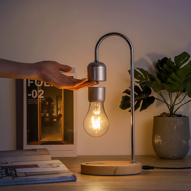 Minimalist Luxury Bedroom Bedside Decor Night Light Suspension Cyberpunk Bulb Led Table Lamp Wireless Charging for Phone