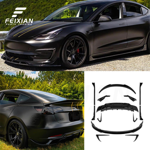 Kit carrosserie complet pour Tesla Model 3, style rapide, lèvre avant, jupe latérale, lèvre arrière, spoiler, rideau d'air, ABS noir brillant, haute qualité - Product Image 2