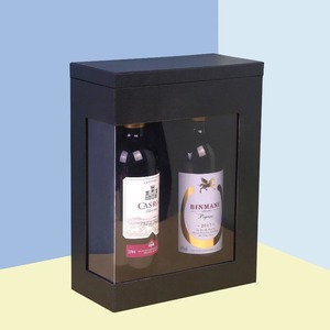 Rigid <b>Lid</b> And Base Wine Gift <b>Box</b> <b>With</b> <b>Clear</b> PVC Window Double Bottle Red Wine Packaging <b>Box</b> Custom Logo - Product Image 3