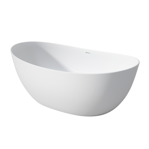 Baignoire ovale autoportante en surface solide blanche mate moderne pour adultes, usage hôtelier - Product Image 4
