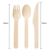 Couteau à steak en bois de bouleau naturel biodégradable de haute qualité, 6,3 pouces (16 cm), écologique, jetable, pour le camping