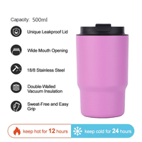 Tasse à café antirouille isolée sous vide à double paroi en acier inoxydable 500ml durable et écologique