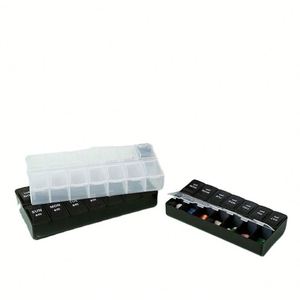 Boîte à pilules personnalisée anti-enfants 7 jours en PP avec compartiments AM/PM amovibles, étui de rangement hebdomadaire de voyage (option multicolore) - Product Image 3