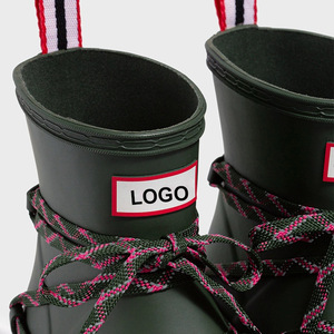 New <strong>Women</strong> <strong>Ankle</strong> Rain <strong>Boots</strong> with DIY Decorative Laces Waterproof Outdoor Shoes Factory Customizable Sample Service Gumboot - Product Image 4