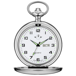 1 <span class=keywords><strong>montre</strong></span> de poche double calendrier argentée à double affichage pour homme et <span class=keywords><strong>femme</strong></span>, idéale pour la Saint-Valentin, cadeau pour la Journée de la <span class=keywords><strong>femme</strong></span> - Product Image 3