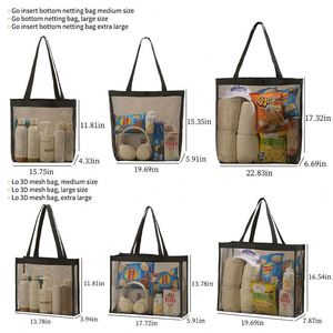 Sac de plage en filet réutilisable pour grande famille avec poche, grand sac de plage en filet, sac fourre-tout de plage en filet - Product Image 6