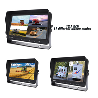 Monitor de Coche con Botón Táctil de 10.1 Pulgadas, Monitor de Marcha Atrás para Vehículos, Monitor Cuádruple Dividido de Visión Trasera para Camión