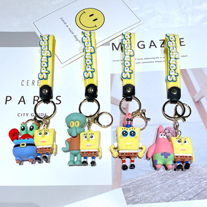 Nuovo Design Portachiavi 3D con Due <span class=keywords><strong>Personaggi</strong></span> dei Cartoni Animati Americani, <span class=keywords><strong>SpongeBob</strong></span> e Patrick Star in PVC e Silicone per Auto e Borse - Product Image 4
