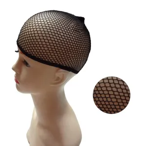 Pelucas de cabello humano, gorro de red con tejido elástico, redes negras, gorro tejido de malla fresca