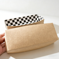Boîte à collation frite en forme de bateau avec logo personnalisé Boîte à bateau en papier kraft enduit pour côtelettes de poulet et frites