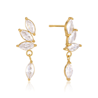 Boucles d'oreilles pendantes classiques J&D Jewelry en zircone blanche marquise, acier inoxydable plaqué or 18 carats, bijoux imperméables pour femmes, cadeau