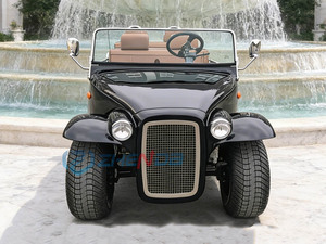Coche Eléctrico Clásico Vintage Negro de Techo Abierto, Vehículo Retro de 6 Plazas para Recorridos Turísticos en Resorts y Bodas - Product Image 2